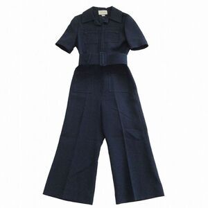 Gucci Wool GG All-in-one Tuna Short Sleeves With Belt 587416 Blue 40 L Women